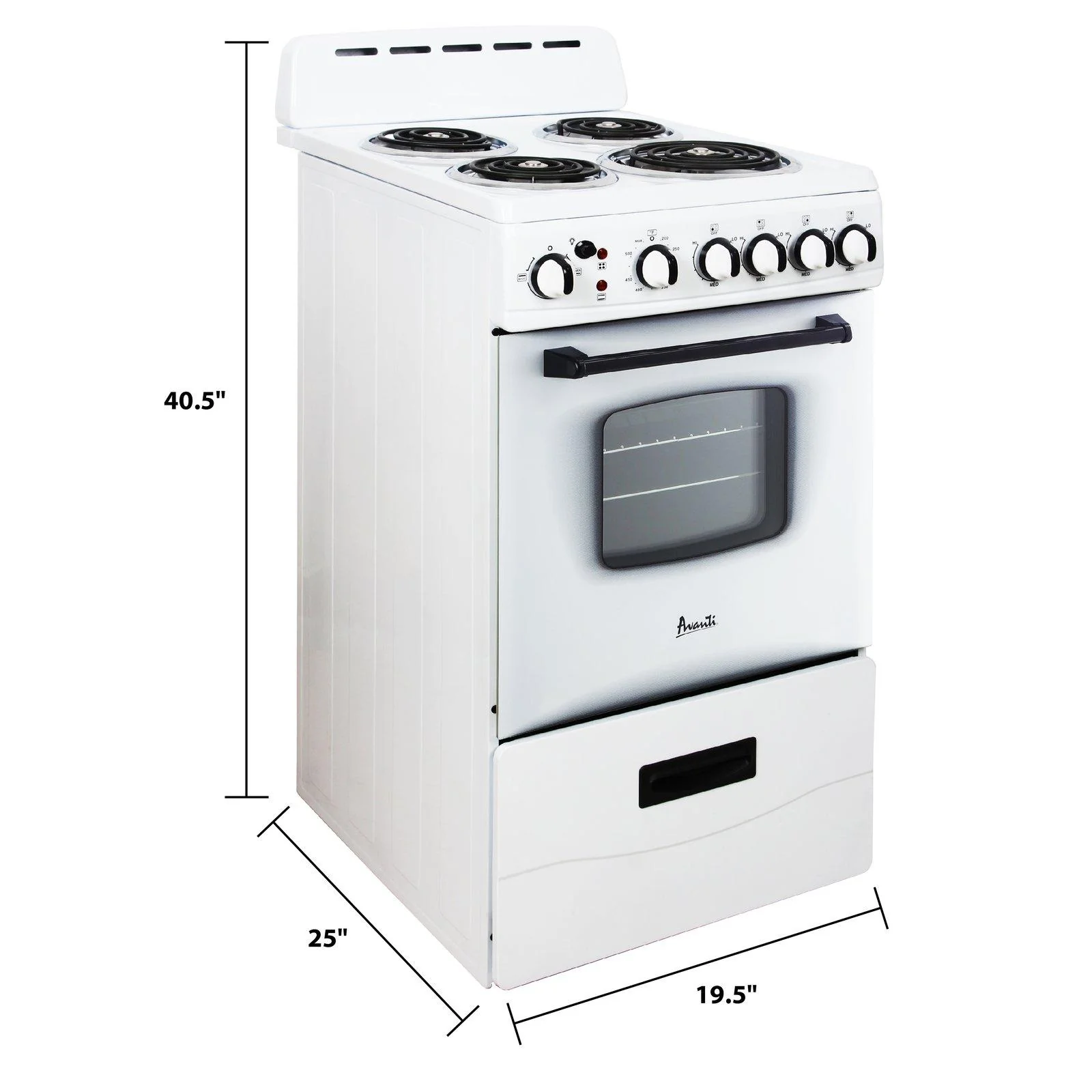 ERU200P0W Avanti 20" Electric Range Oven with Framed Glass Door - White - Image 6