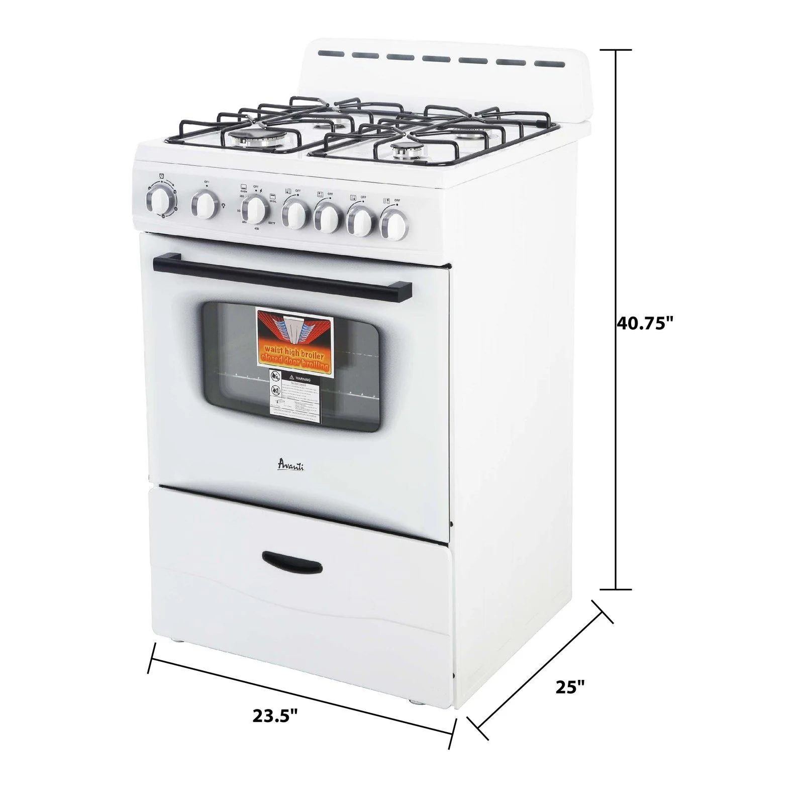 GR2415CB Avanti 24" Compact Gas Range Oven - Black - Image 10