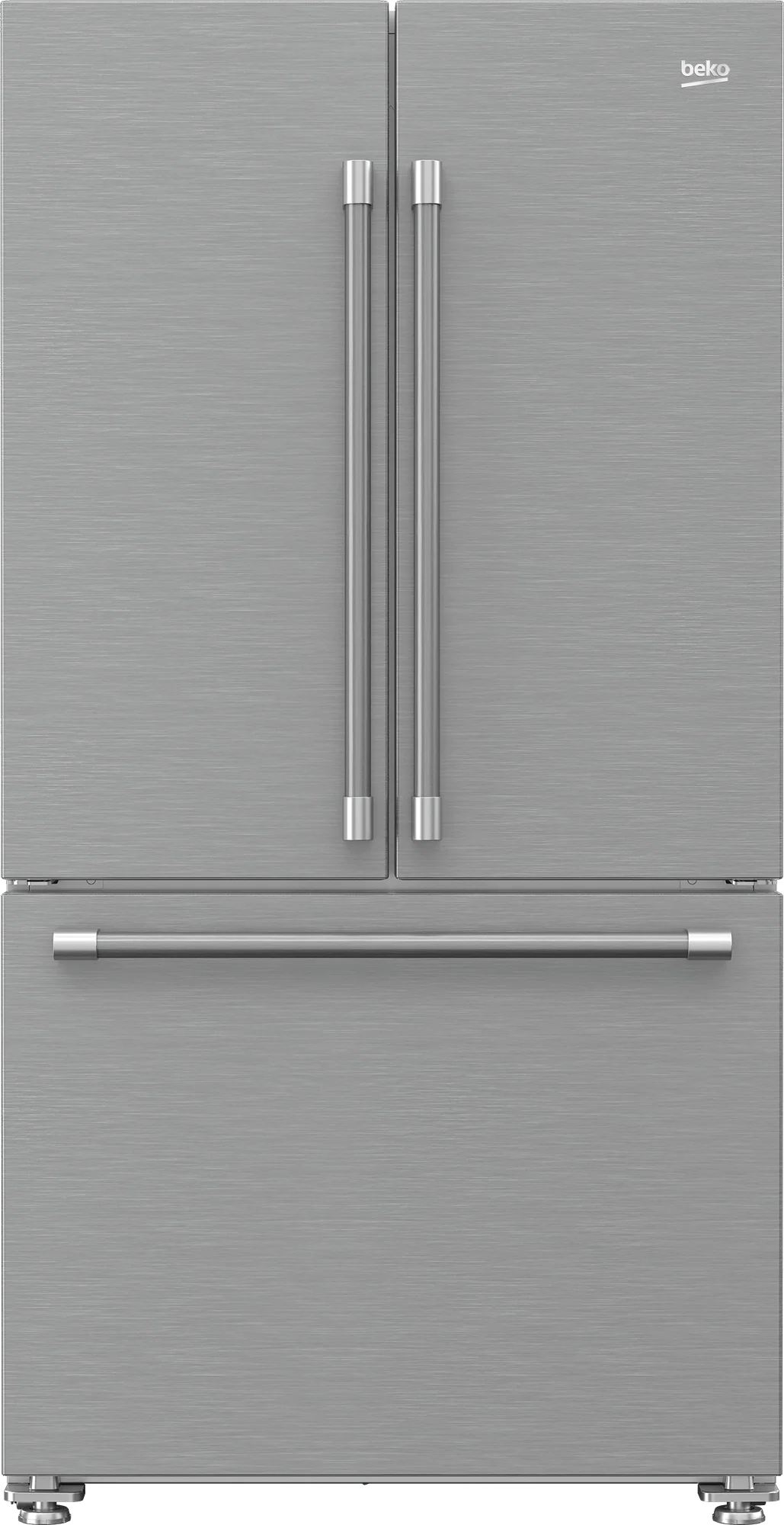 36" French Three-Door Stainless Steel Refrigerator with Auto Ice Maker, Water Dispenser