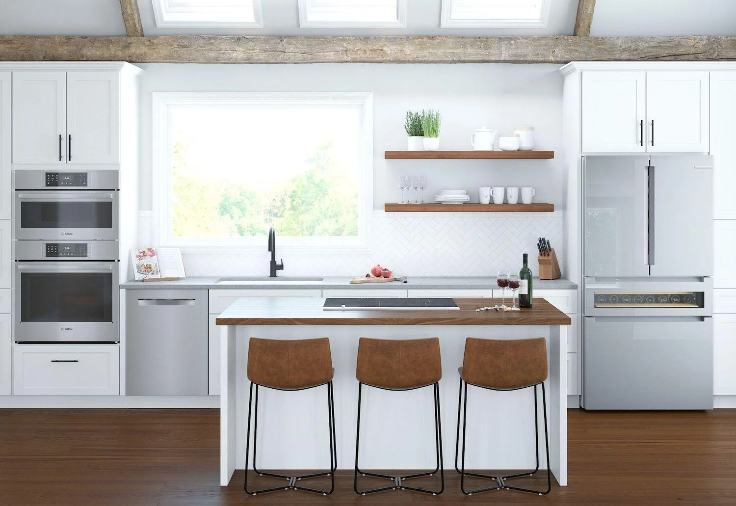 Bosch B36CL81ENG 800 Series, French Door Bottom Mount Refrigerator, Glass door, 36'', Stainless steel - Image 2