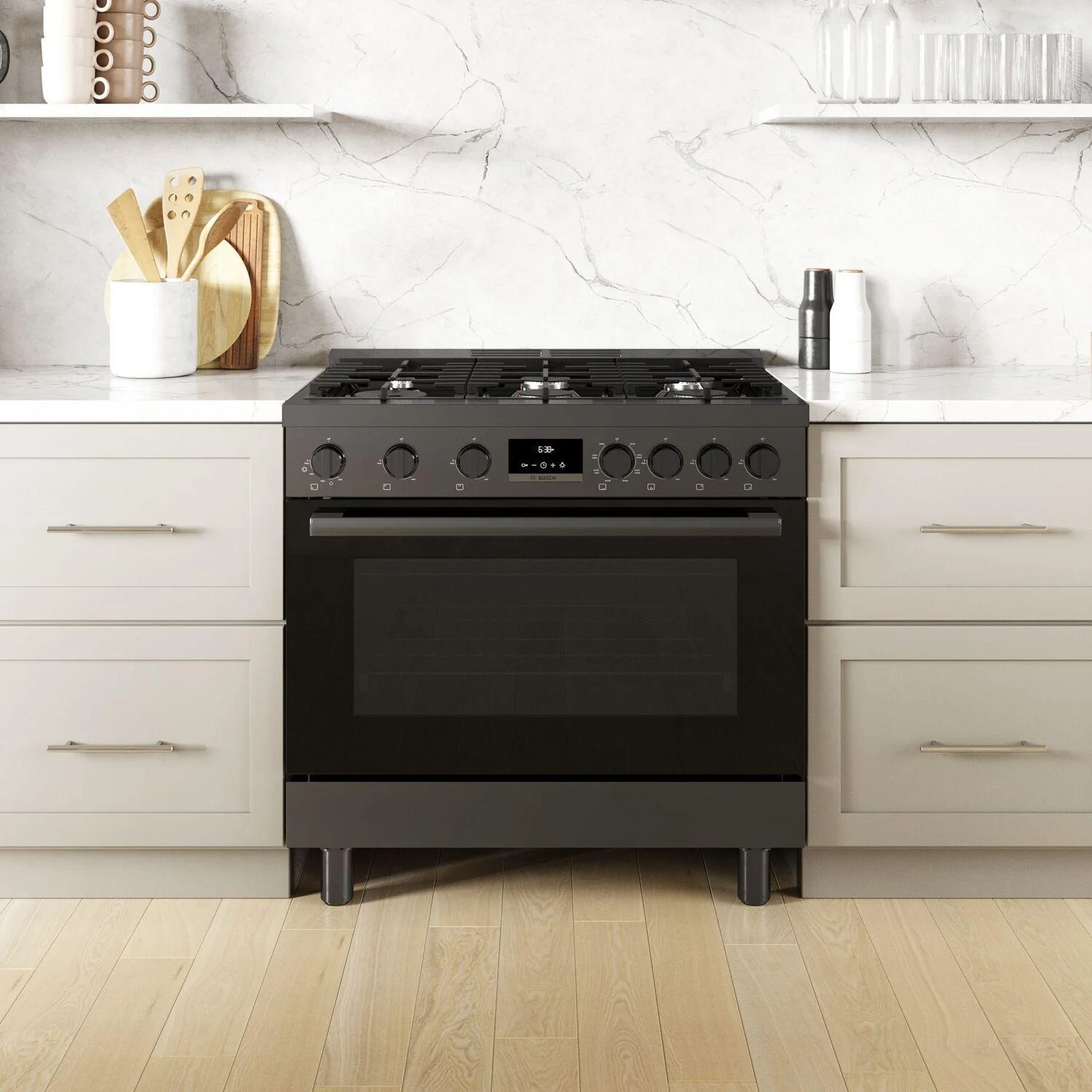 Bosch HDS8645U 800 Series, Dual fuel freestanding range, 36'', Black stainless steel - Image 19