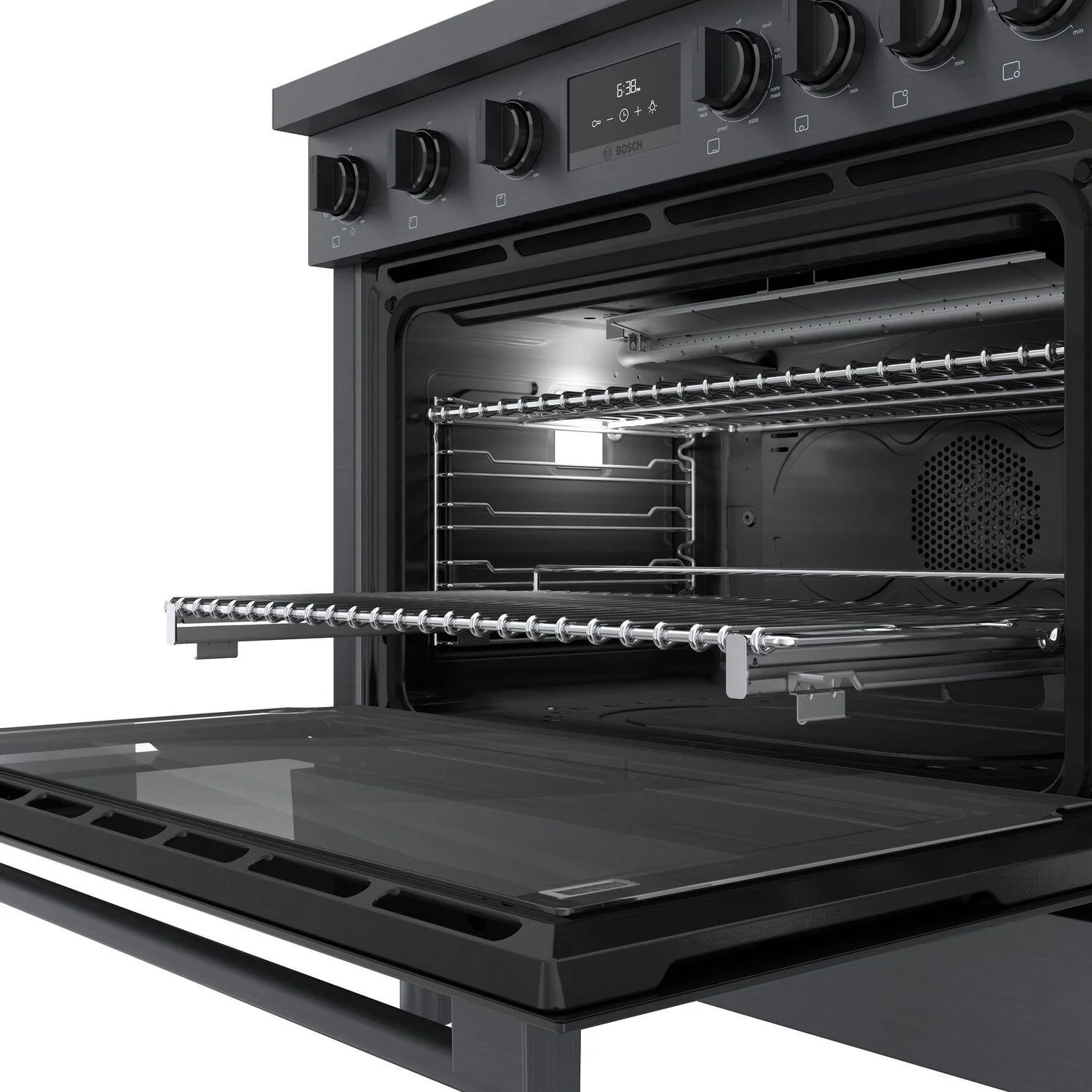 Bosch HDS8645U 800 Series, Dual fuel freestanding range, 36'', Black stainless steel - Image 9
