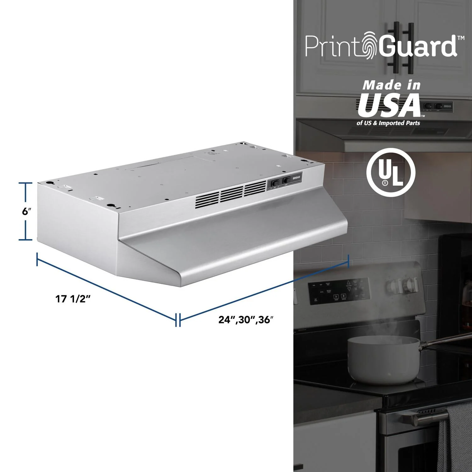 4136SF Broan® 36-Inch Ductless Under-Cabinet Range Hood, Stainless Finish - Image 5