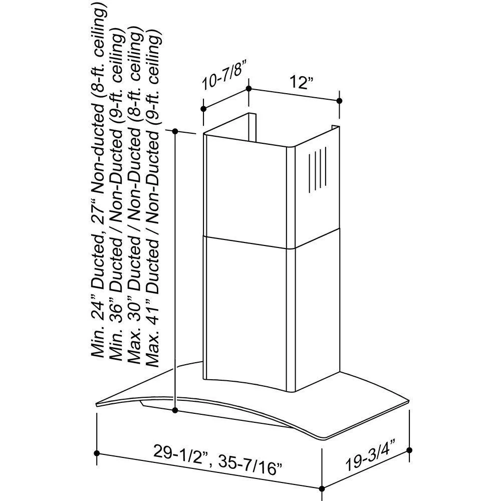 Broan B5636SS **DISCONTINUED** Broan® 36-Inch Arched Glass Wall Mount Chimney Range Hood w/ Light, Stainless Steel - Image 5