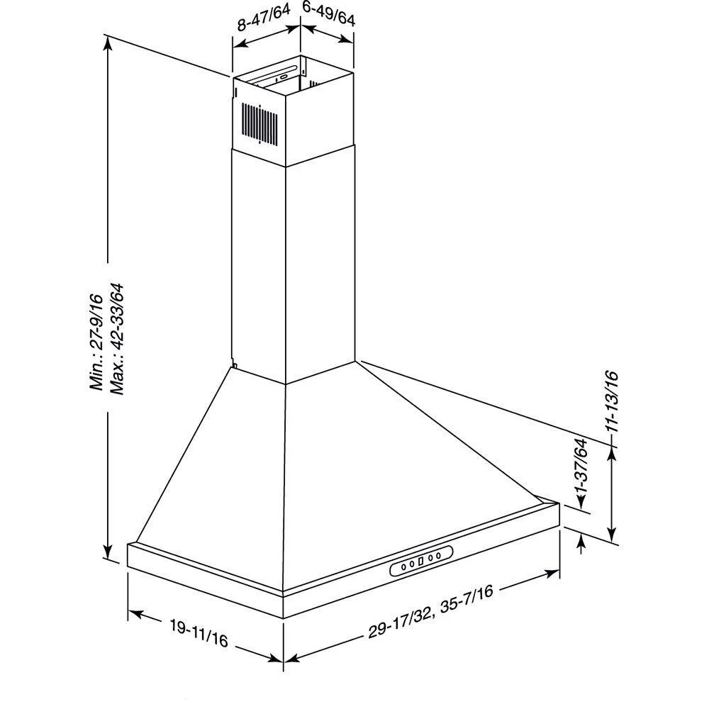 EWP1366SS Broan® Elite 36-Inch Pyramidal Chimney Range Hood, 640 Max Blower CFM, Stainless Steel - Image 6