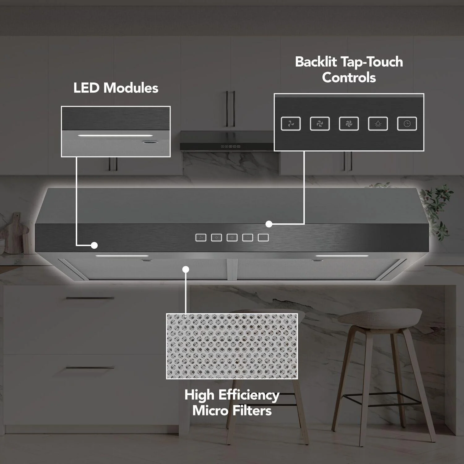 GLA2303BLS Broan-NuTone 30-Inch Under Cabinet Range Hood, ENERGY STAR, 350 Max Blower CFM, Black Stainless Steel - Image 3