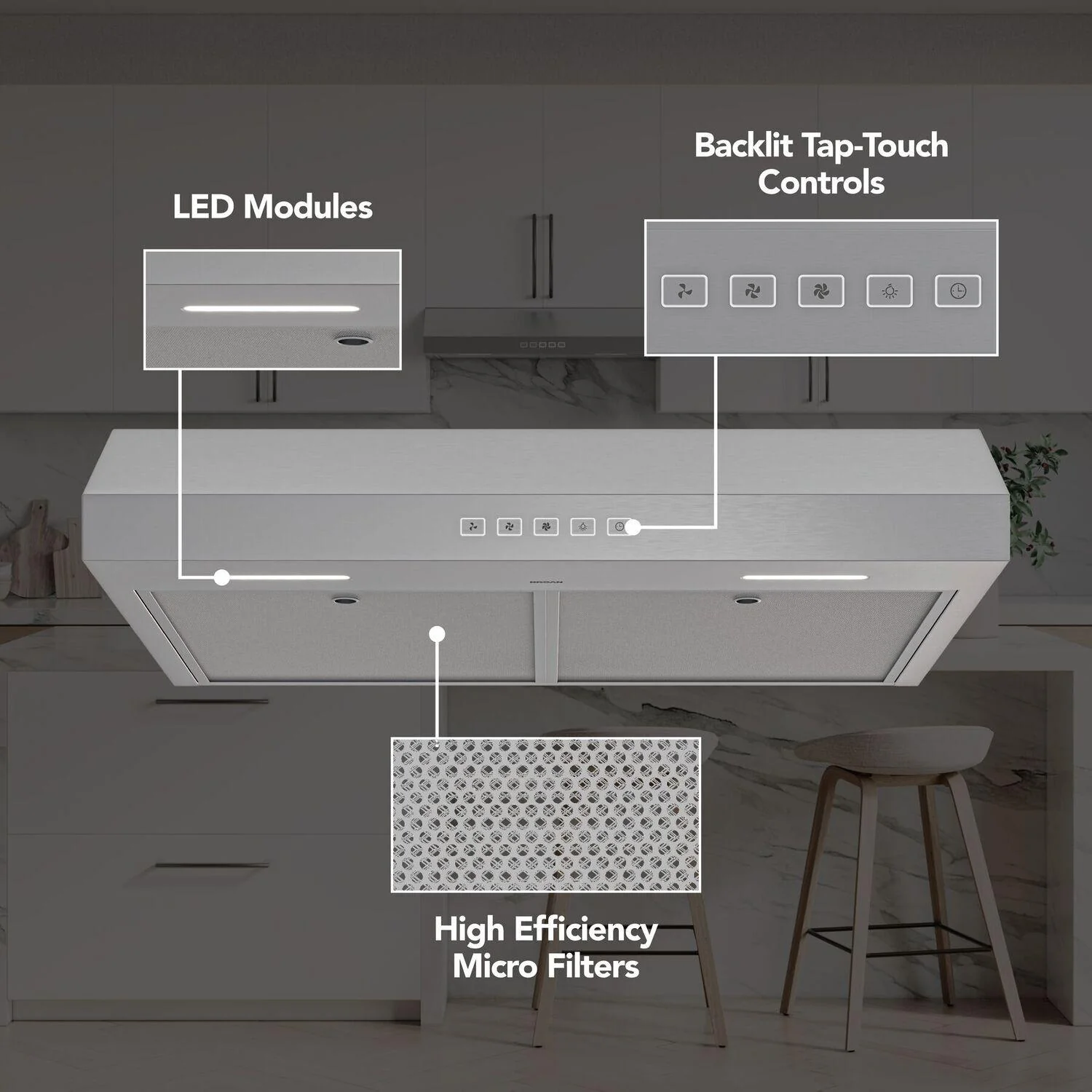 GLA2303SS Broan-NuTone 30-Inch Under Cabinet Range Hood, ENERGY STAR, 350 Max Blower CFM, Stainless Steel - Image 4