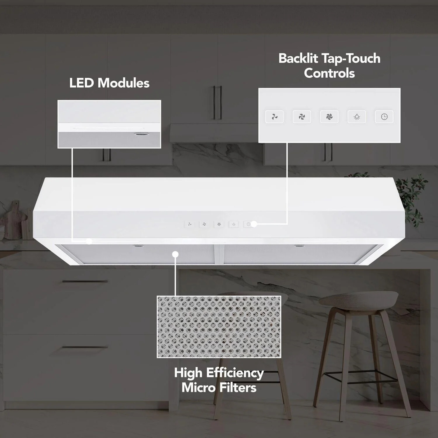 GLA2303WW Broan-NuTone 30-Inch Under Cabinet Range Hood, ENERGY STAR, 350 Max Blower CFM, White - Image 4