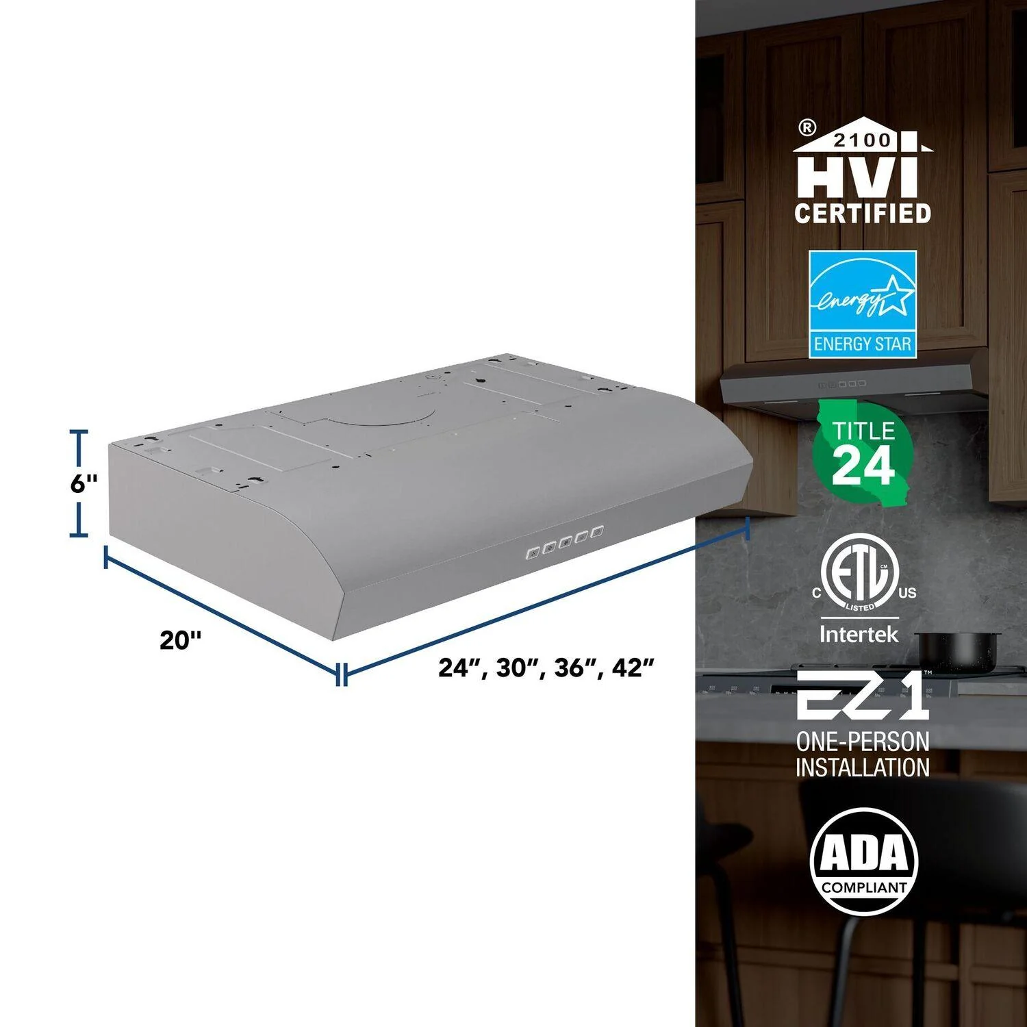 Broan MTR2363SS Mantra 36-Inch 350 MAX Blower CFM 1.5 Sones Stainless Steel Range Hood - Image 6