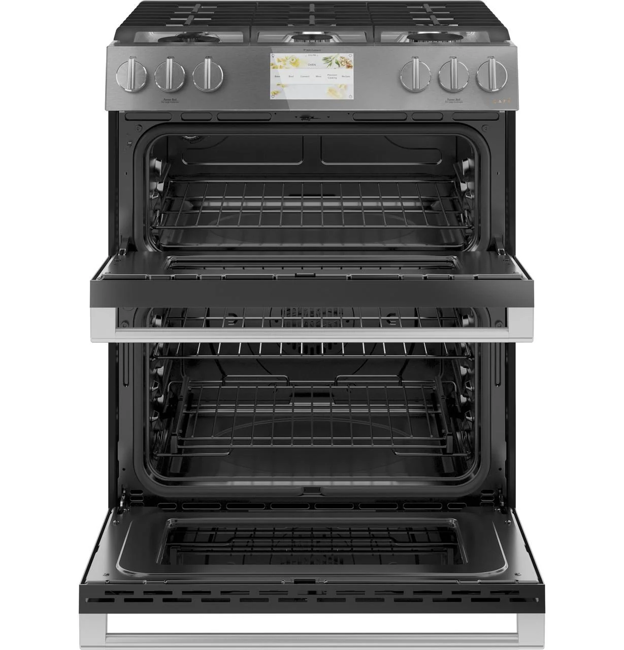 Caf(eback)™ 30" Smart Slide-In, Front-Control, Dual-Fuel, Double-Oven Range with Convection in Platinum Glass - Image 5