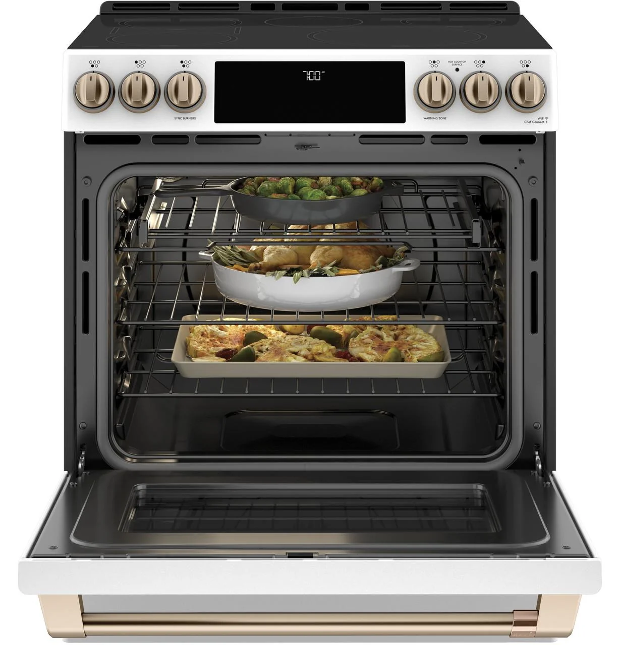 Cafe CES700P4MW2 CAF(EBACK)™ 30" Smart Slide-In, Front-Control, Radiant and Convection Range - Image 3
