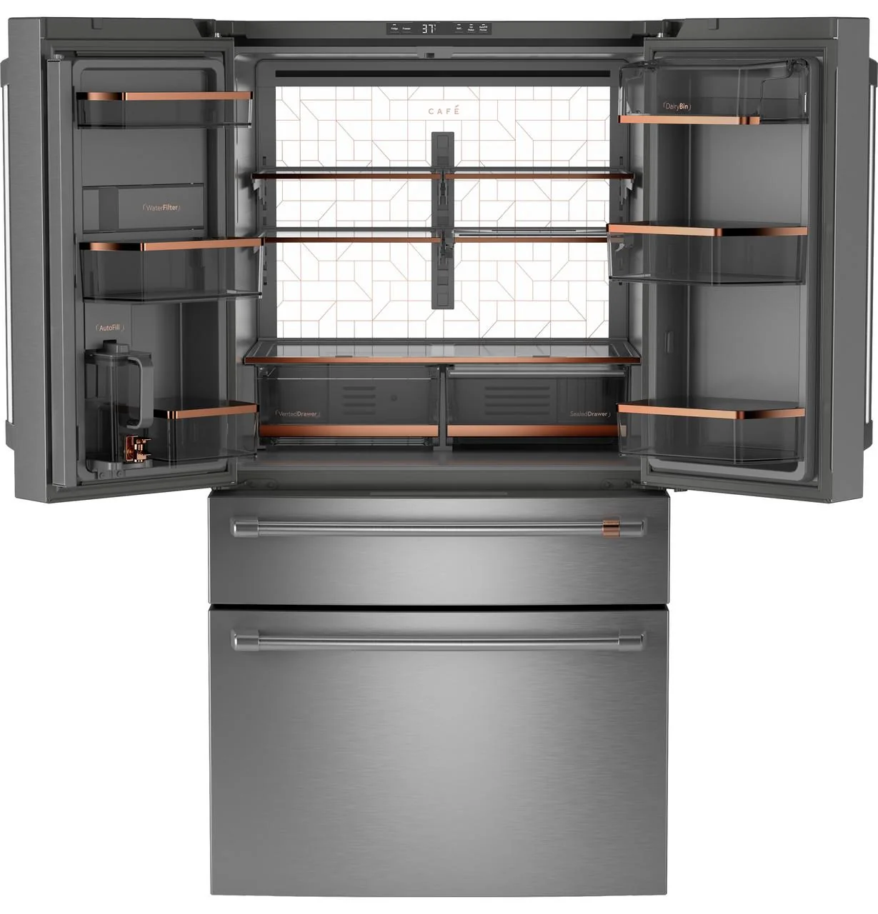 Cafe CGE29DP2TS1 CAF(EBACK)™ ENERGY STAR® 28.7 Cu. Ft. Smart 4-Door French-Door Refrigerator With Dual-Dispense AutoFill Pitcher - Image 2