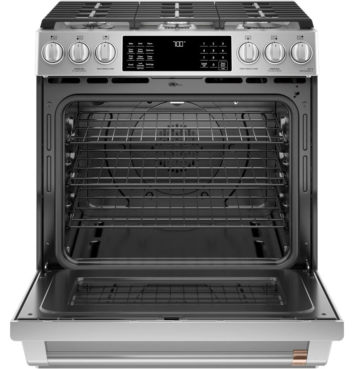 Cafe CGS700P2MS1 CAF(EBACK)™ 30" Smart Slide-In, Front-Control, Gas Range with Convection Oven - Image 4