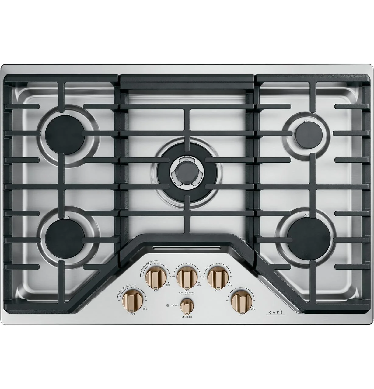 Cafe CXCG1K0PMBZ CAF(EBACK)™ 5 Gas Cooktop Knobs - Brushed Bronze - Image 2