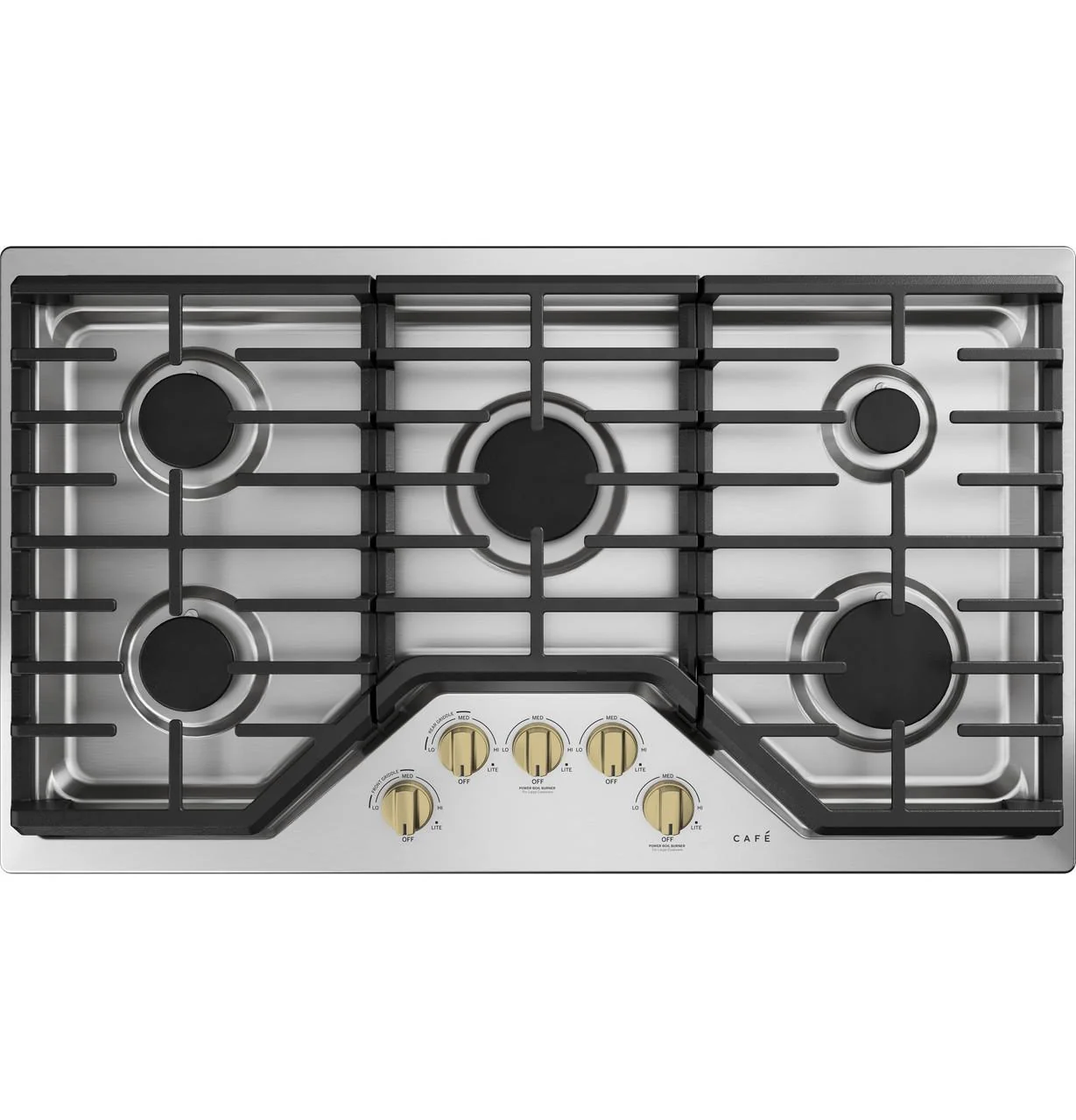 Cafe CXCG1K0PMCG CAF(EBACK)™ 5 Gas Cooktop Knobs - Brushed Brass - Image 3