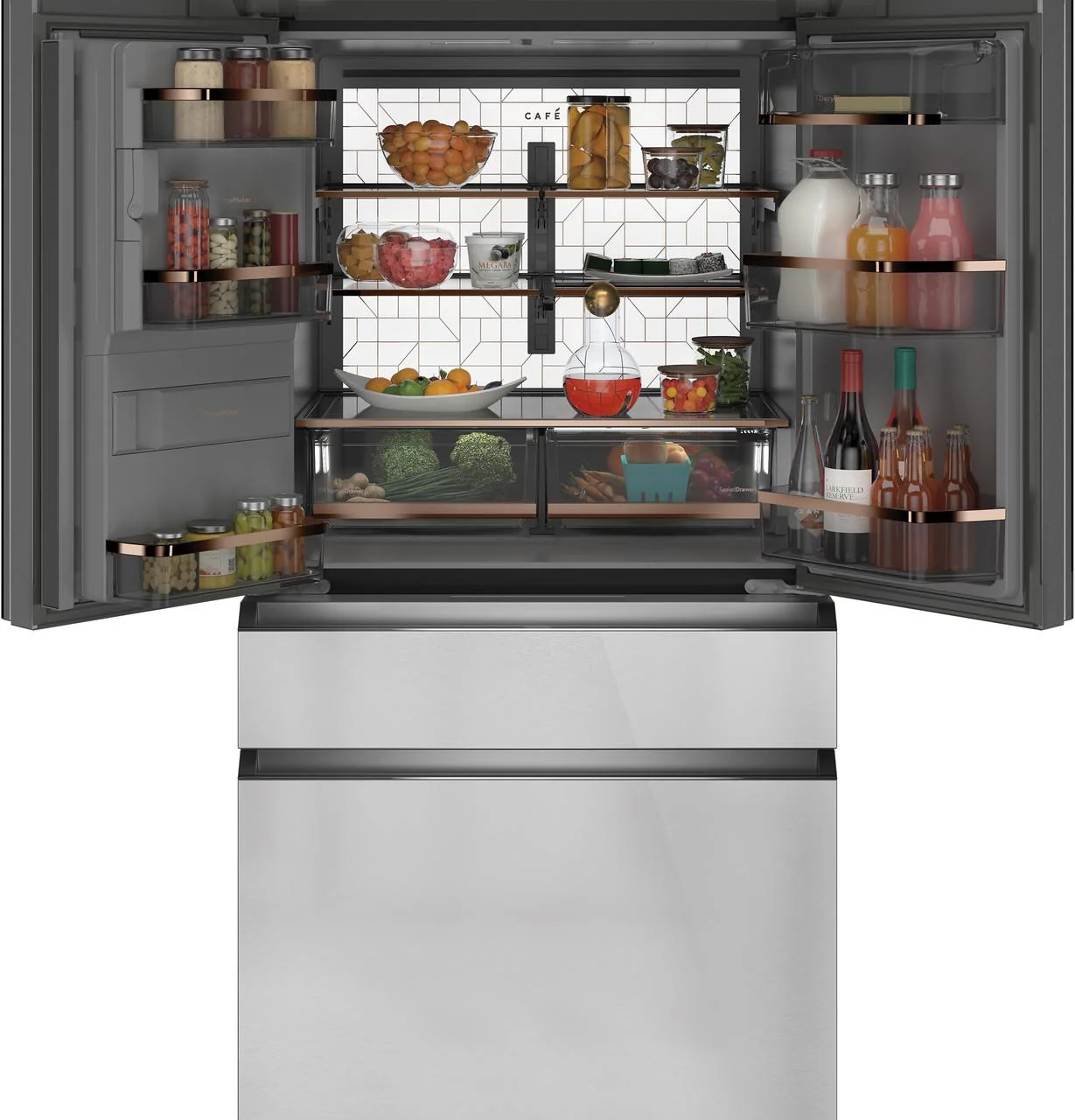 Cafe CXE22DM5PS5 CAF(EBACK)™ ENERGY STAR® 22.3 Cu. Ft. Smart Counter-Depth 4-Door French-Door Refrigerator in Platinum Glass - Image 2