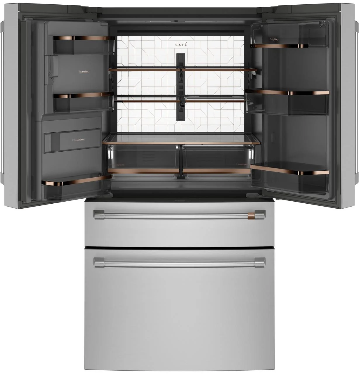 Cafe CXE22DP2PS1 CAF(EBACK)™ ENERGY STAR® 22.3 Cu. Ft. Smart Counter-Depth 4-Door French-Door Refrigerator - Image 3