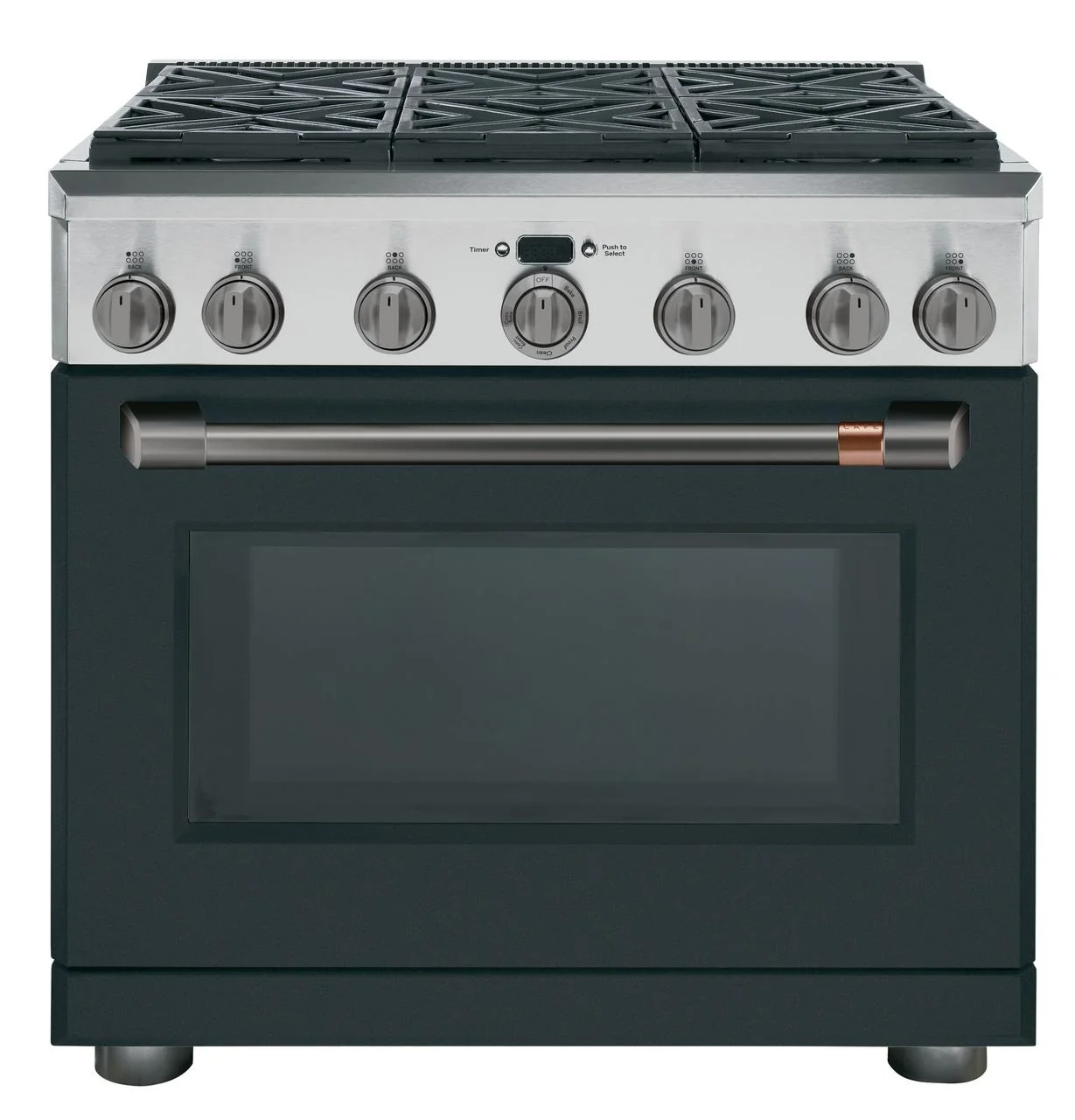 Cafe CXPR6HKPMBT Caf(eback)™ 36" Brushed Black Handle & Knob Set for Pro Range and Rangetop - Image 2