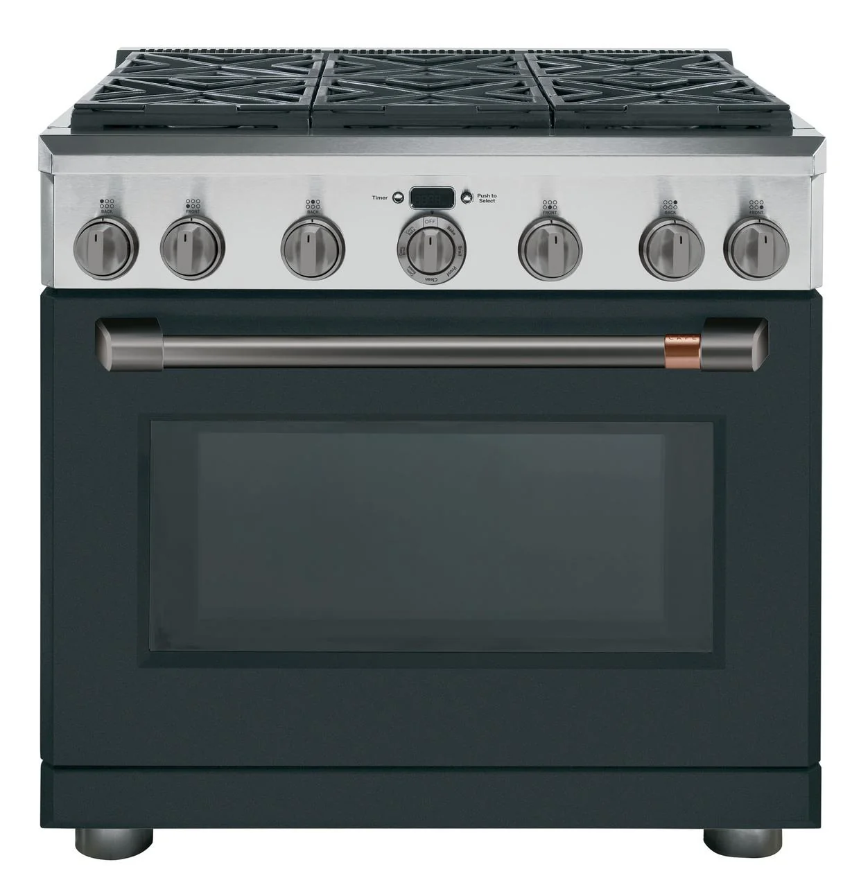 Cafe CXPR6HKPMBT Caf(eback)™ 36" Brushed Black Handle & Knob Set for Pro Range and Rangetop - Image 3