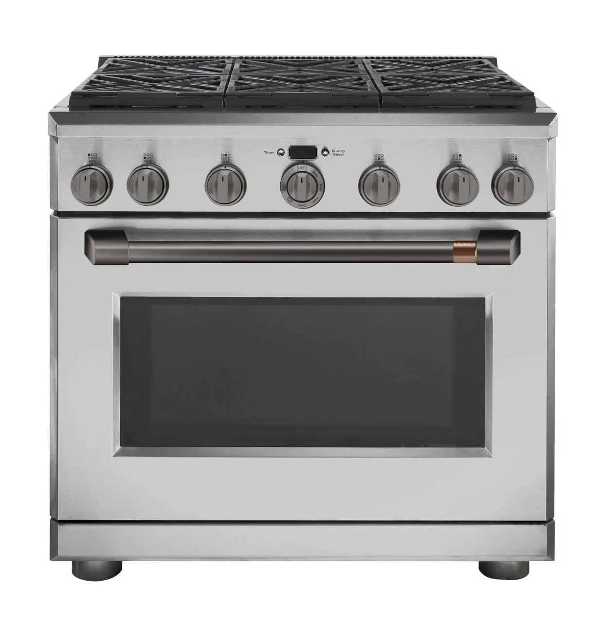 Cafe CXPR6HKPMBT Caf(eback)™ 36" Brushed Black Handle & Knob Set for Pro Range and Rangetop - Image 7