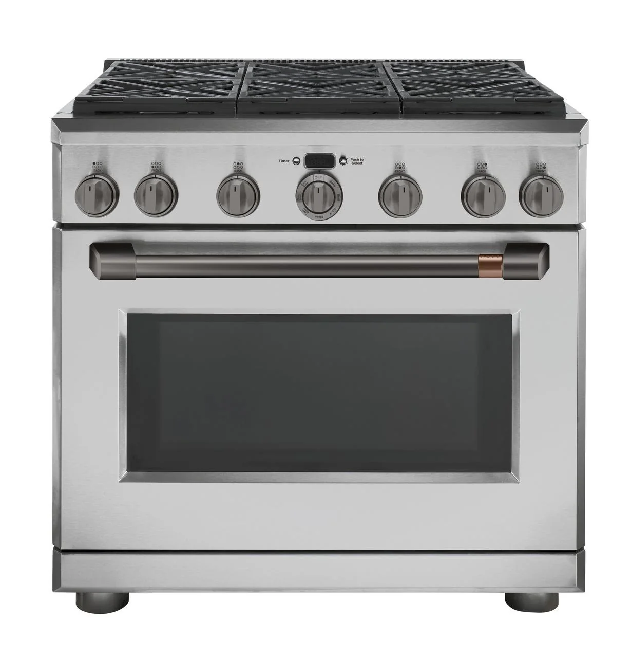 Cafe CXPR6HKPMBT Caf(eback)™ 36" Brushed Black Handle & Knob Set for Pro Range and Rangetop - Image 8