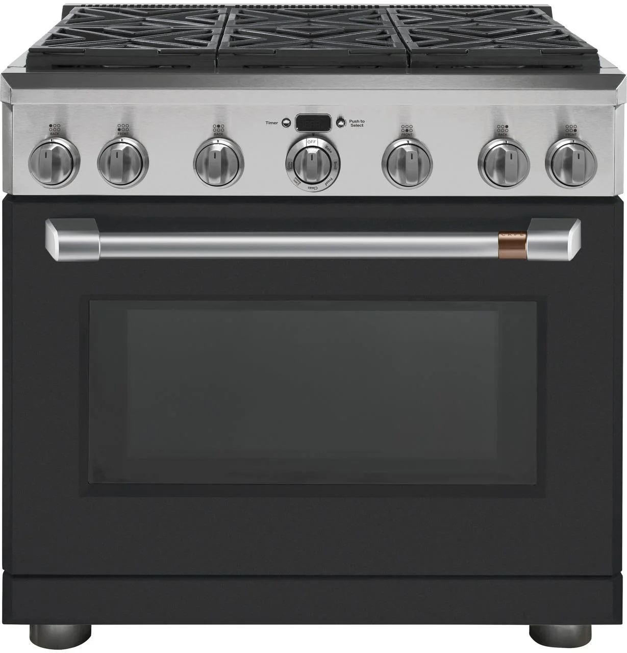 Cafe CXPR6HKPMSS Caf(eback)™ 36" Brushed Stainless Handle & Knob Set for Pro Range and Rangetop - Image 2