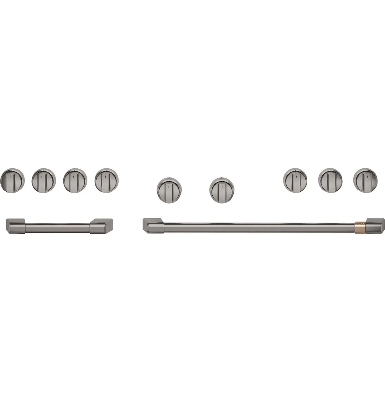 Cafe CXPR8HKPTBT Caf(eback)™ 48" Brushed Black Handle & Knob Set for Pro Range and Rangetop