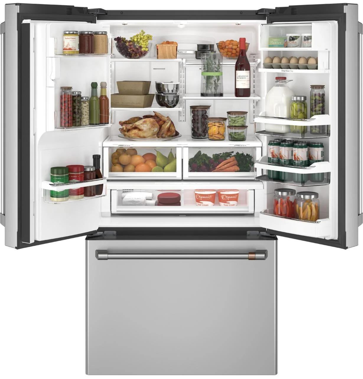 Cafe CYE22TP2MS1 CAF(EBACK)™ ENERGY STAR® 22.1 Cu. Ft. Smart Counter-Depth French-Door Refrigerator with Hot Water Dispenser - Image 2