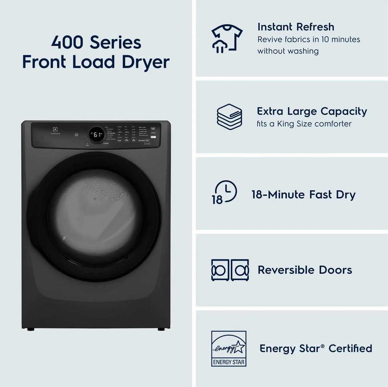 Electrolux ELFE7437AT Front Load Perfect Steam™ Electric Dryer with Instant Refresh - 8.0 Cu. Ft. - Image 6
