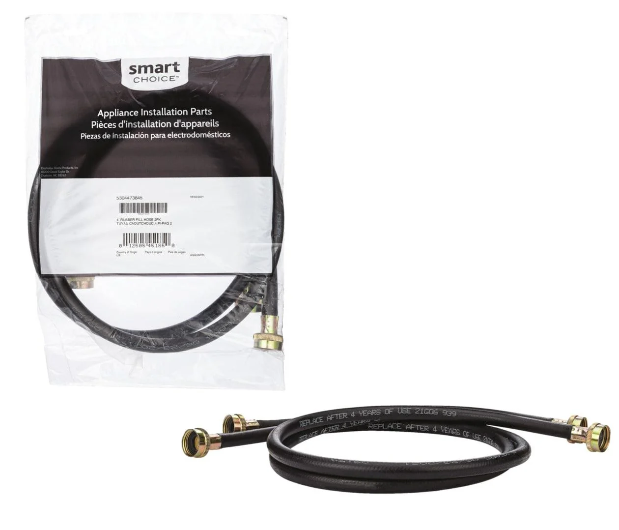 Frigidaire 5304473845 4' Laundry Rubber Fill Hose - 2 pack