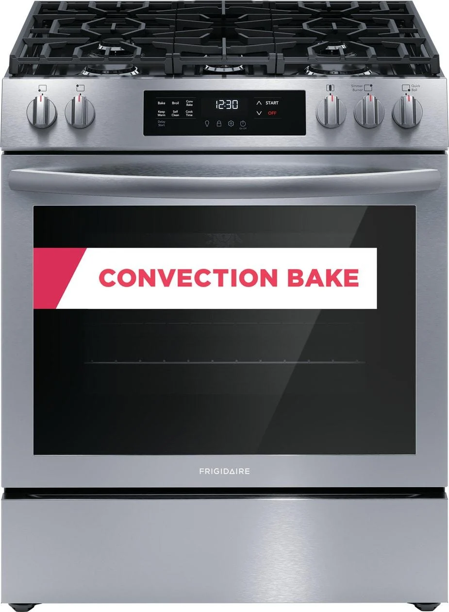 Frigidaire FCFG3083AS 30" Front Control Gas Range with Convection Bake