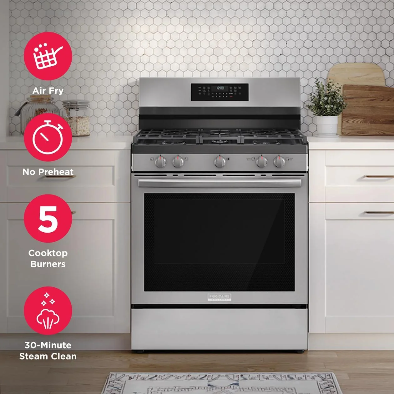 Frigidaire GCRG3059BF 30" Rear Control Gas Range with Air Fry - Image 5
