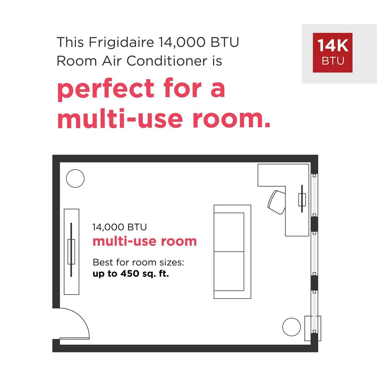 Frigidaire GHPC142AA1 3-in-1 Connected Inverter Portable Room Air Conditioner 14,000 BTU (ASHRAE) / 10,500 BTU (DOE) - Image 2