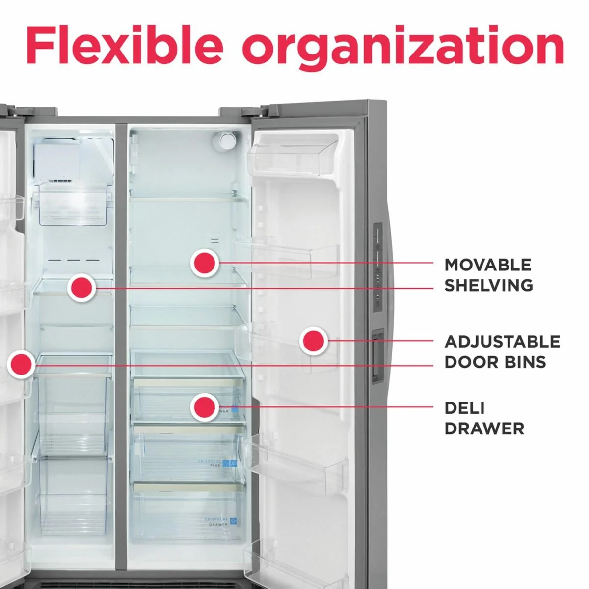 Frigidaire GRSN2620AF 26 Cu. Ft. 36" Standard Depth Side by Side Refrigerator - Image 9