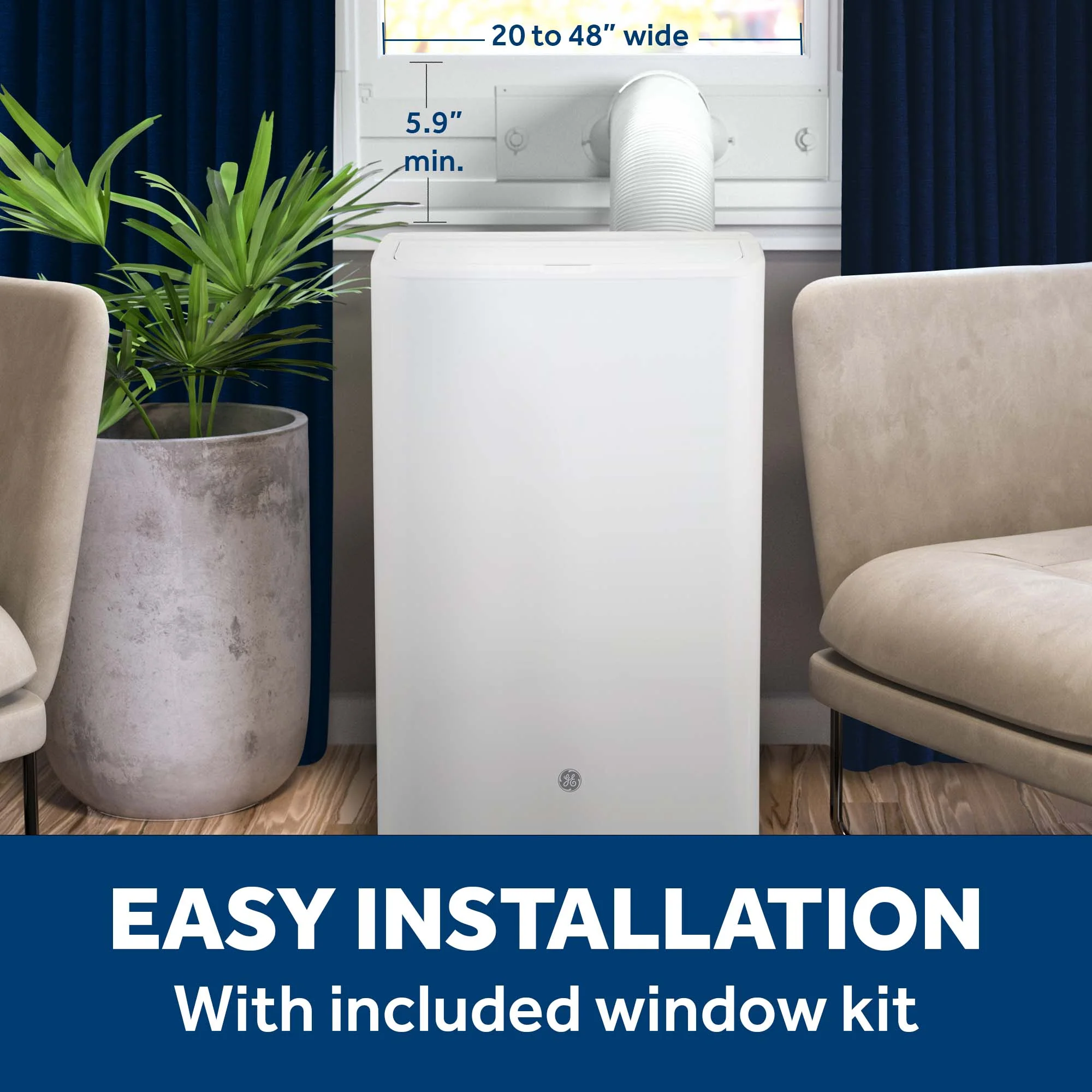 APLS08WWF GE® 8,000 BTU Class Smart Portable Air Conditioner for Medium Rooms up to 350 sq ft. (8,100 BTU DOE) - Image 4