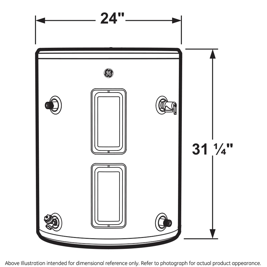 GE30L08BSM GE® 26 Gallon Side Port Lowboy Electric Water Heater - Image 7