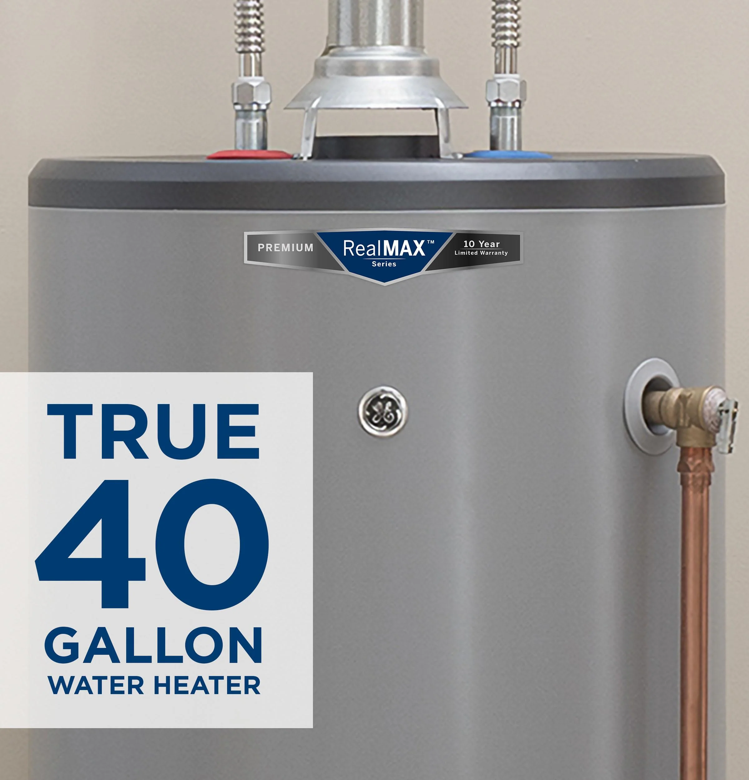 GG40S10BXR GE RealMAX Premium 40-Gallon Short Natural Gas Atmospheric Water Heater - Image 9