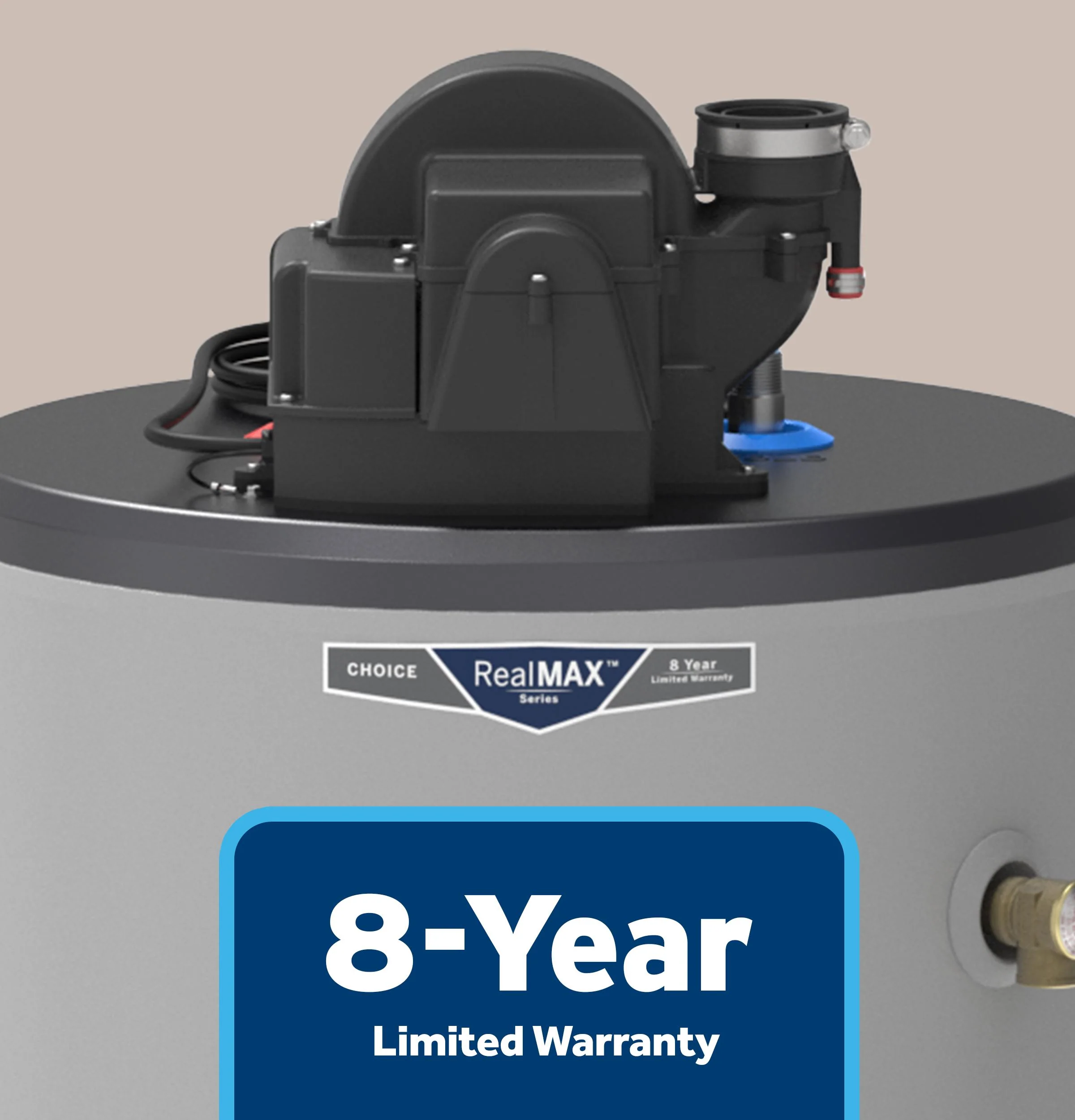 GG50S08AYV GE RealMAX Choice 50-Gallon Short Natural Gas Power Vent Water Heater - Image 7