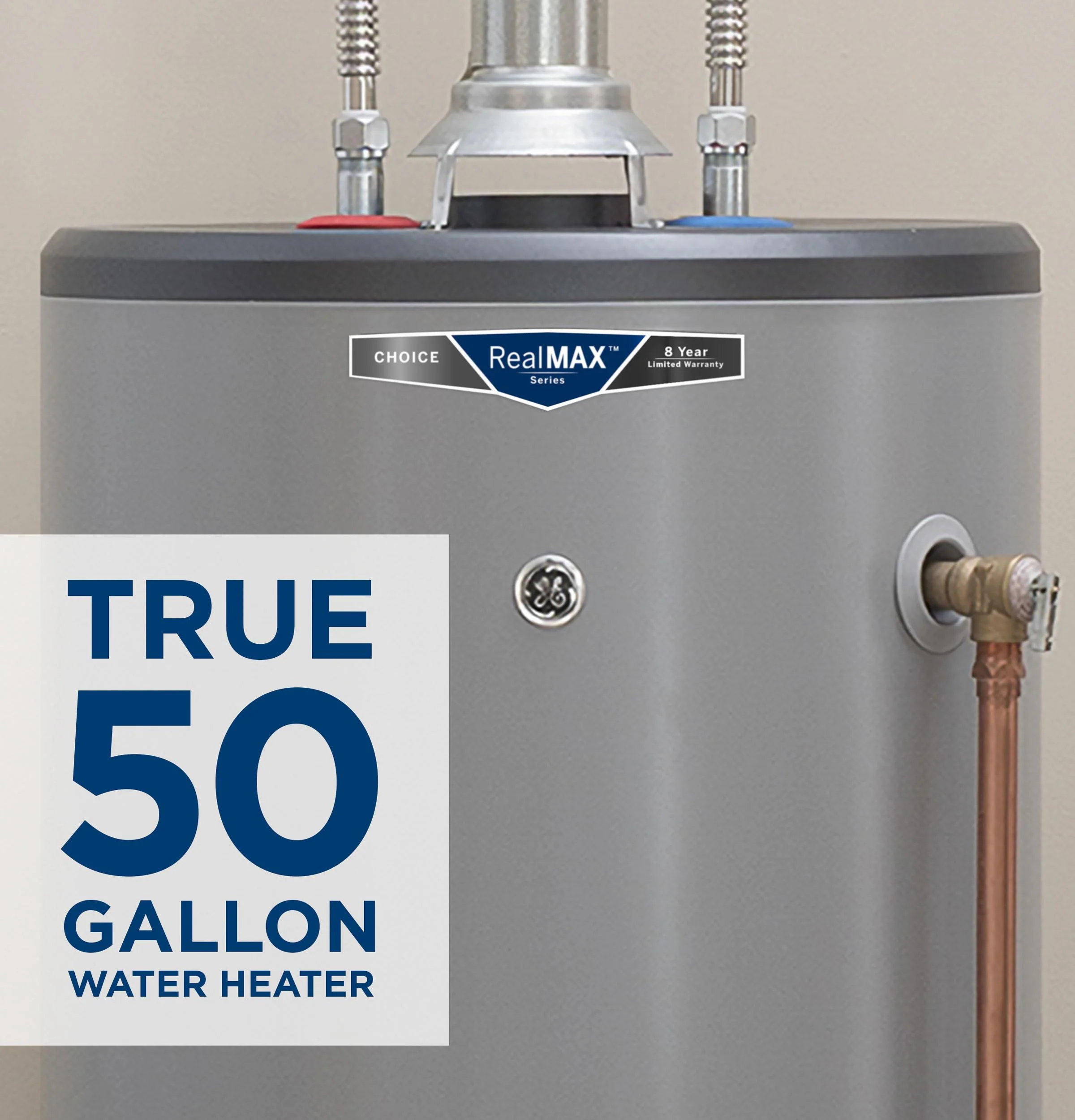 GG50S08BXR GE RealMAX Choice 50-Gallon Short Natural Gas Atmospheric Water Heater - Image 9