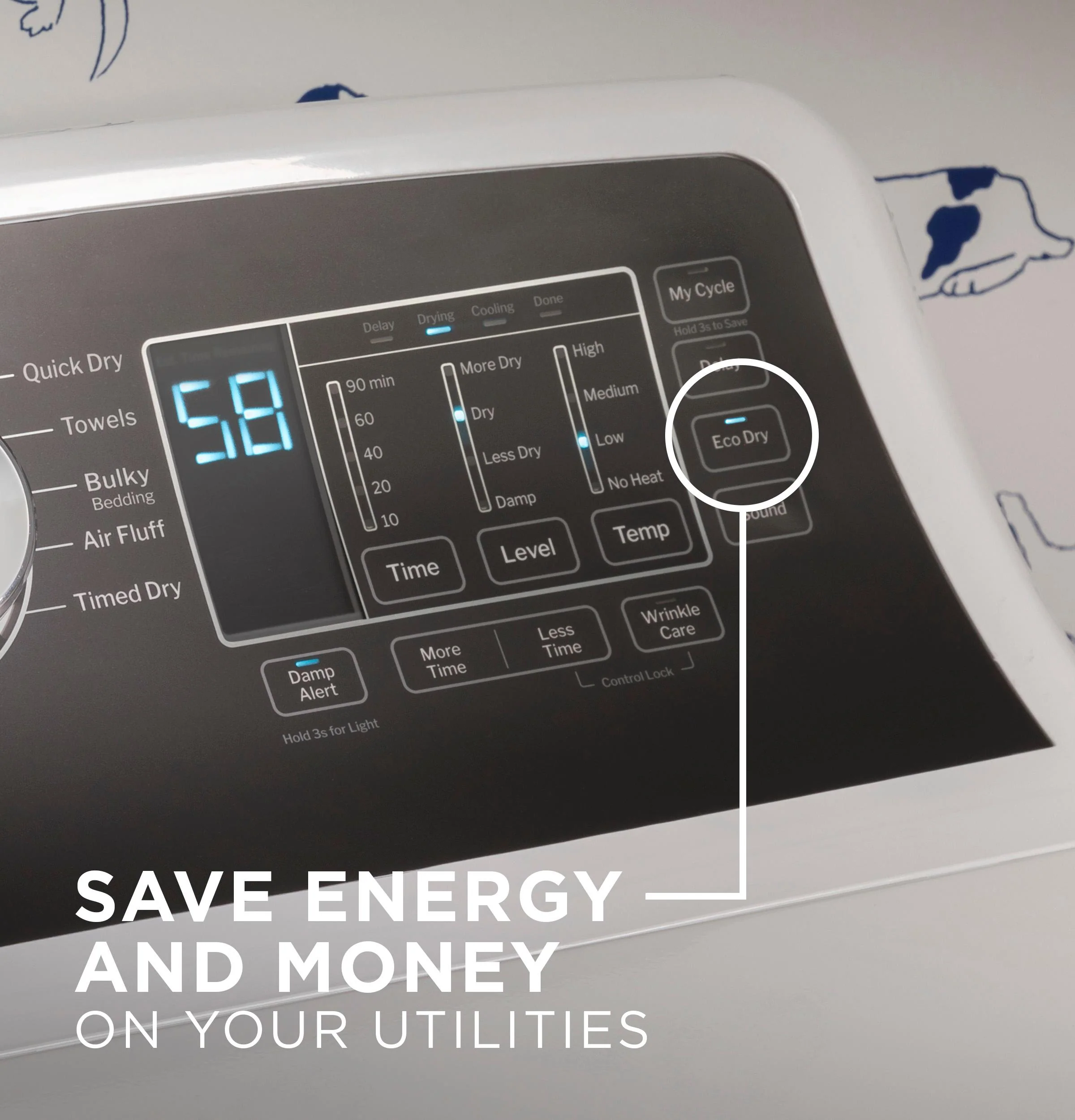 GTD58EBSVWS GE® 7.4 cu. ft. Capacity Electric Dryer with Up To 120 ft. Venting and Sensor Dry - Image 12