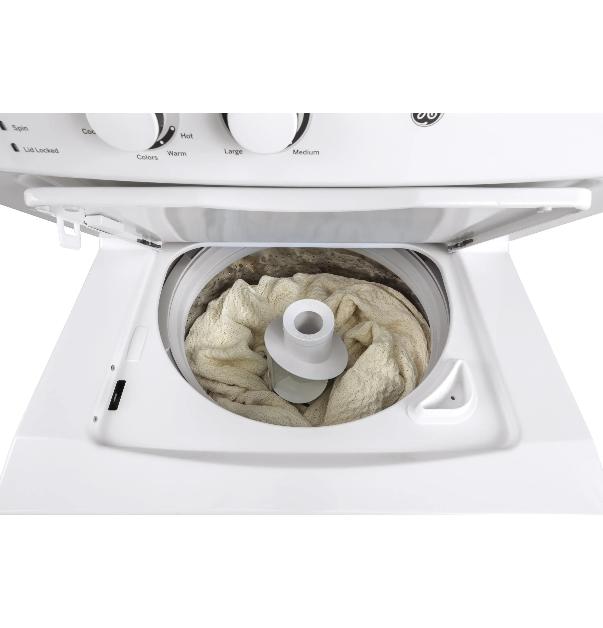 GUD27GSSMWW GE Unitized Spacemaker® 3.8 cu. ft. Capacity Washer with Stainless Steel Basket and 5.9 cu. ft. Capacity Gas Dryer - Image 3