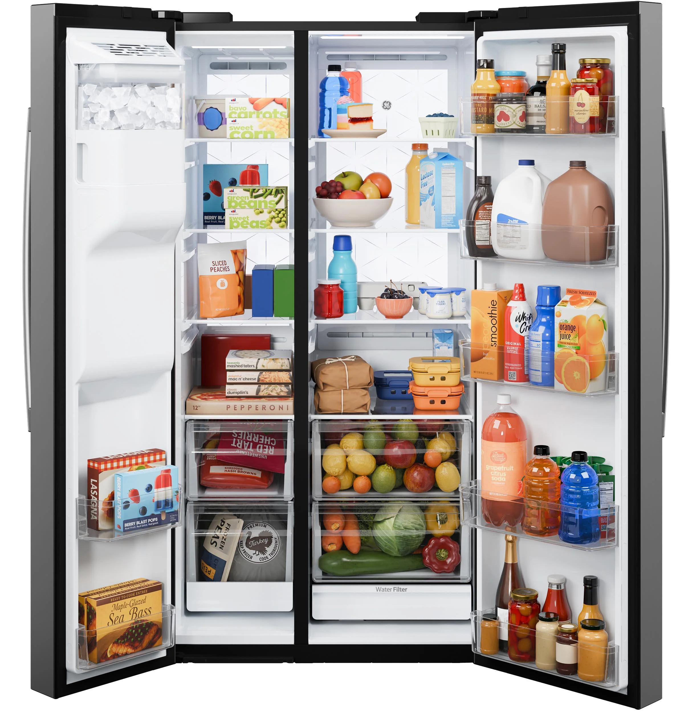 GZS24PYYFS GE® 23.5 Cu. Ft. Counter-Depth Side-By-Side Refrigerator with LED Light Walls and Extra Tall Dispenser - Image 5