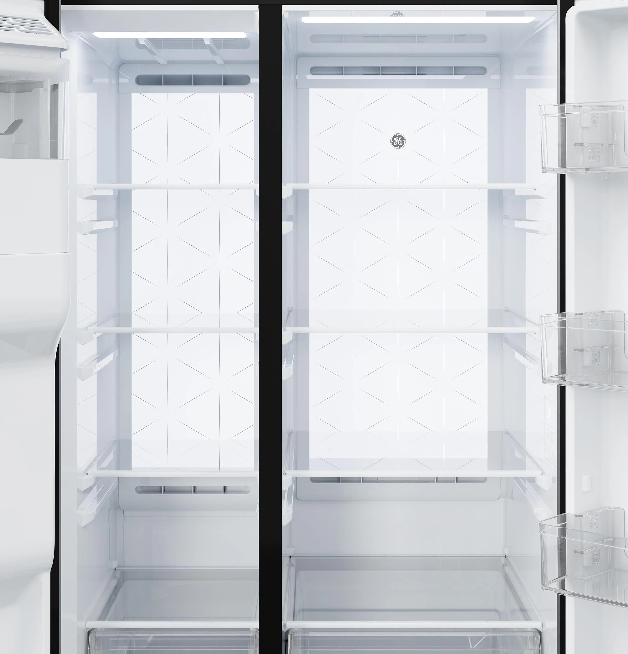 GZS24PYYFS GE® 23.5 Cu. Ft. Counter-Depth Side-By-Side Refrigerator with LED Light Walls and Extra Tall Dispenser - Image 6