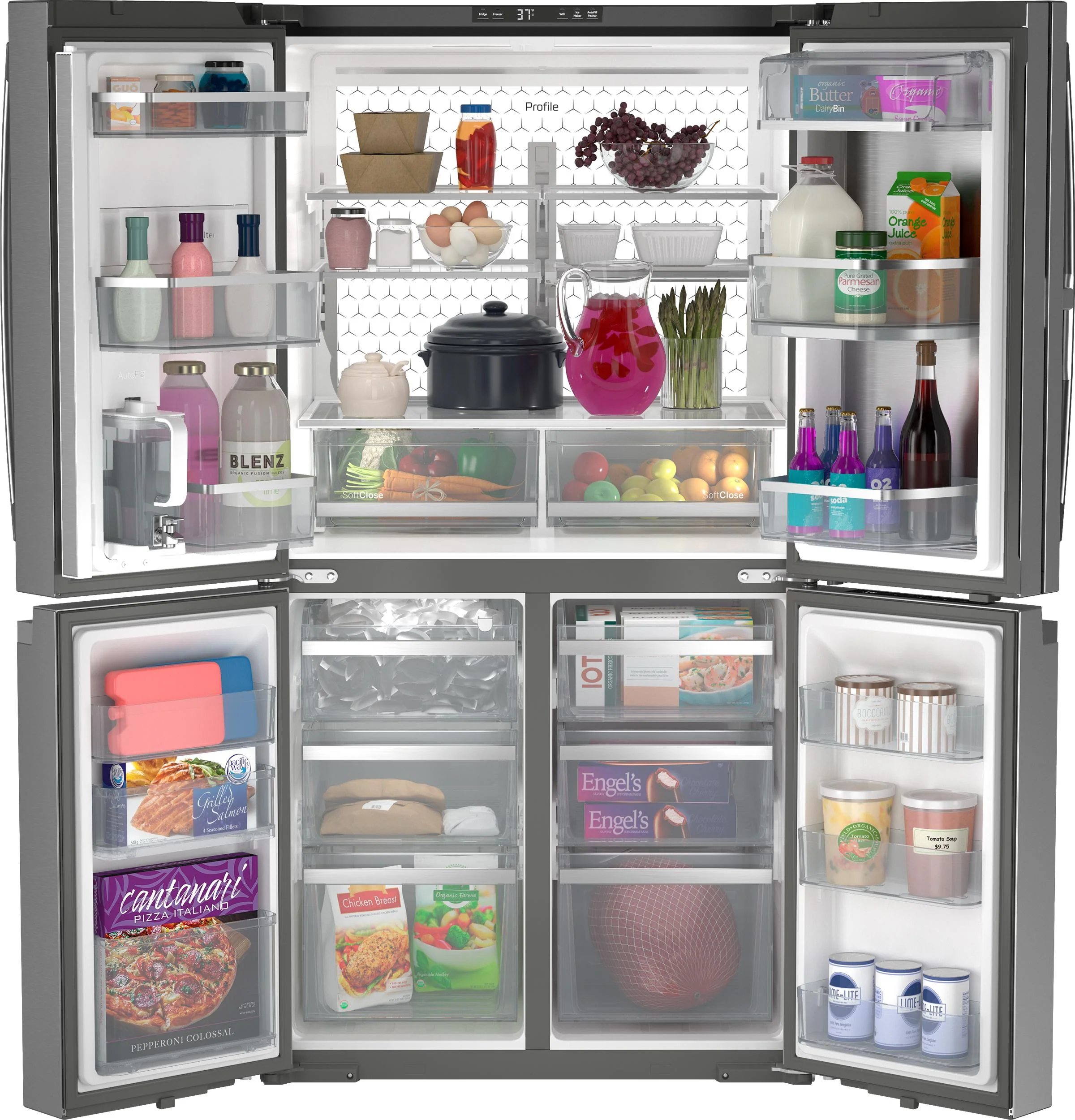 PAE28BYTFS GE Profile™ ENERGY STAR® 28.3 Cu. Ft. Quad-Door Refrigerator with Dual-Dispense AutoFill Pitcher - Image 4