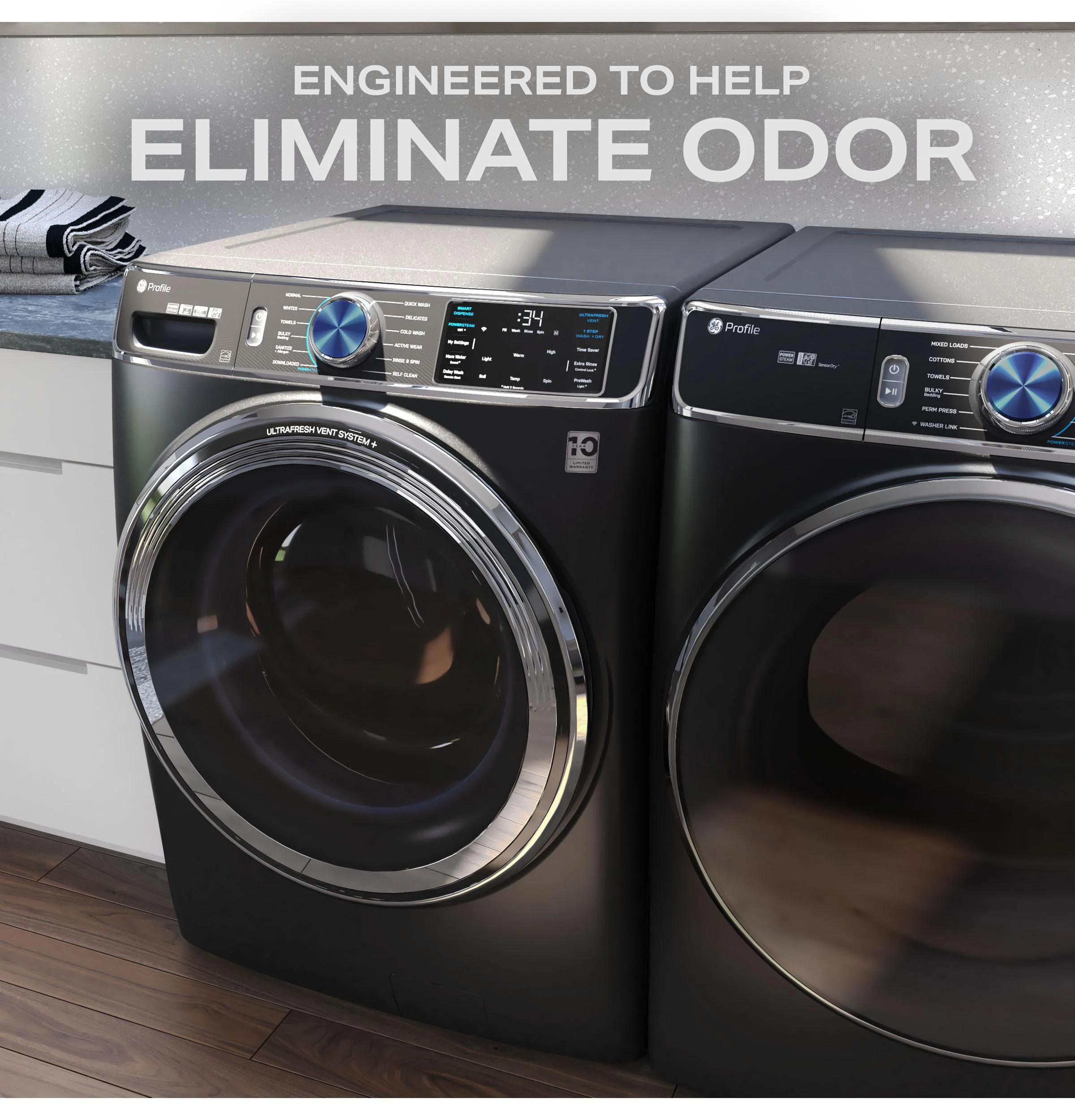 PFW955SPWGN GE Profile™ 5.5 cu. ft. Capacity Smart Front Load ENERGY STAR® Steam Washer with UltraFresh Vent System+ and Smart Wash & Smart Rinse - Image 18