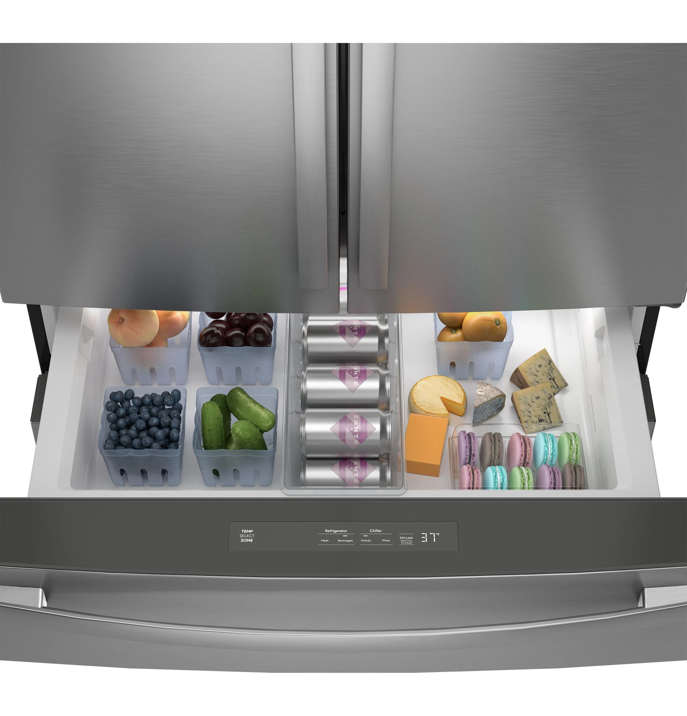 PGD29BYTFS GE Profile™ ENERGY STAR® 29 Cu. Ft. Smart Fingerprint Resistant 4-Door French-Door Refrigerator with Door In Door - Image 3