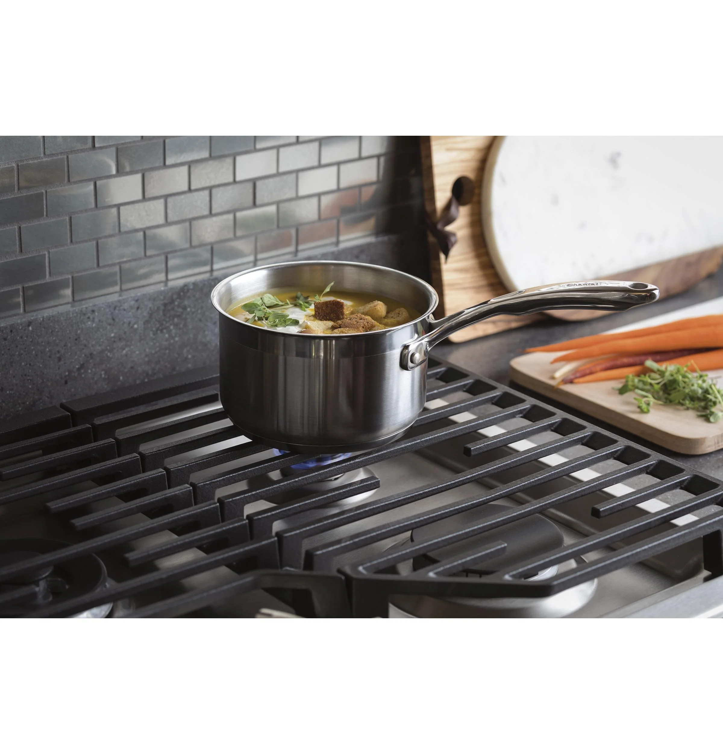 PGP9036SLSS GE Profile™ 36" Built-In Tri-Ring Gas Cooktop with 5 Burners and Included Extra-Large Integrated Griddle - Image 5