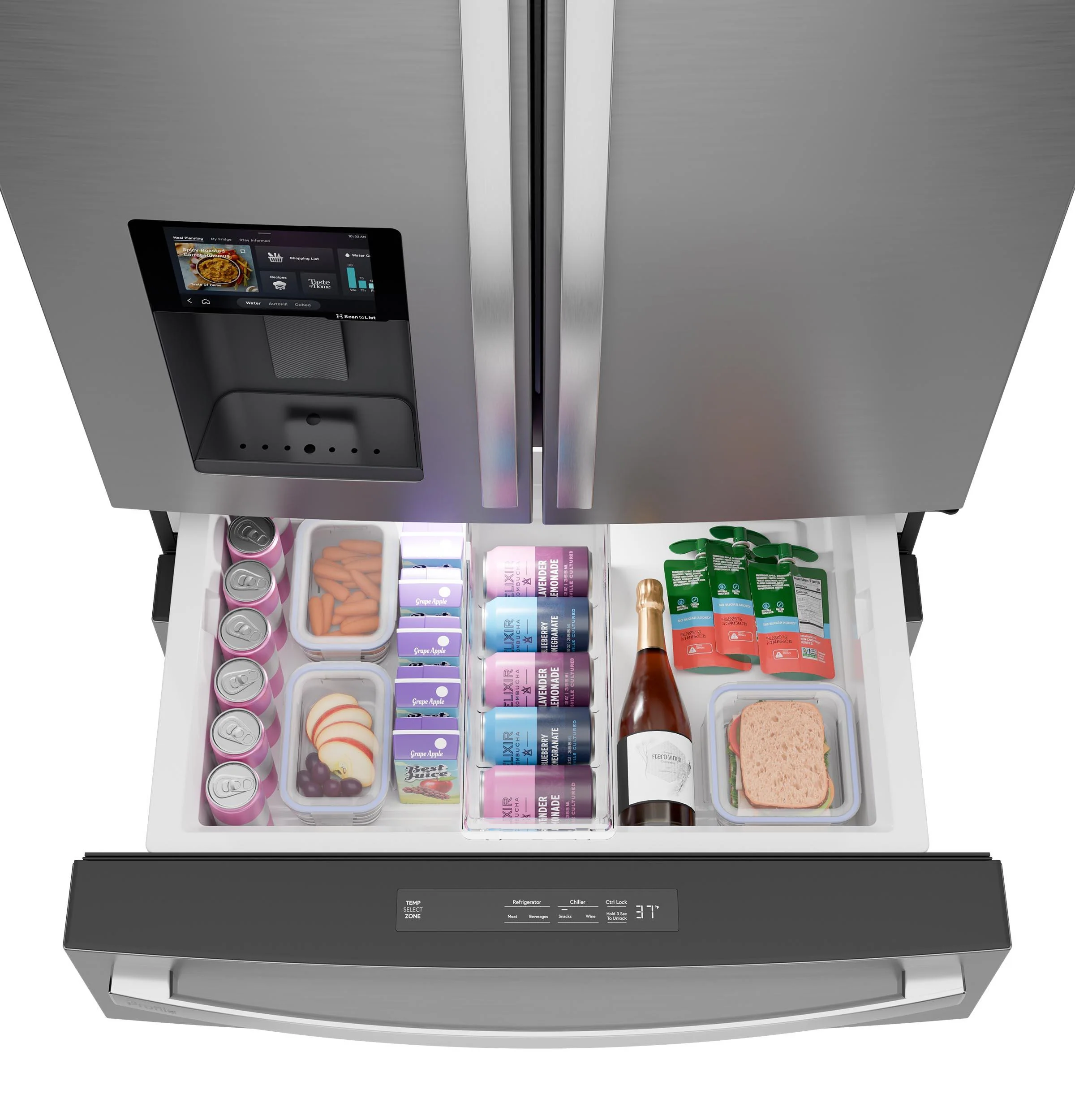 PVD28HYYFS GE Profile™ ENERGY STAR® 27.9 Cu. Ft. Smart 4-Door French-Door Refrigerator with Kitchen Assistant™ - Image 8