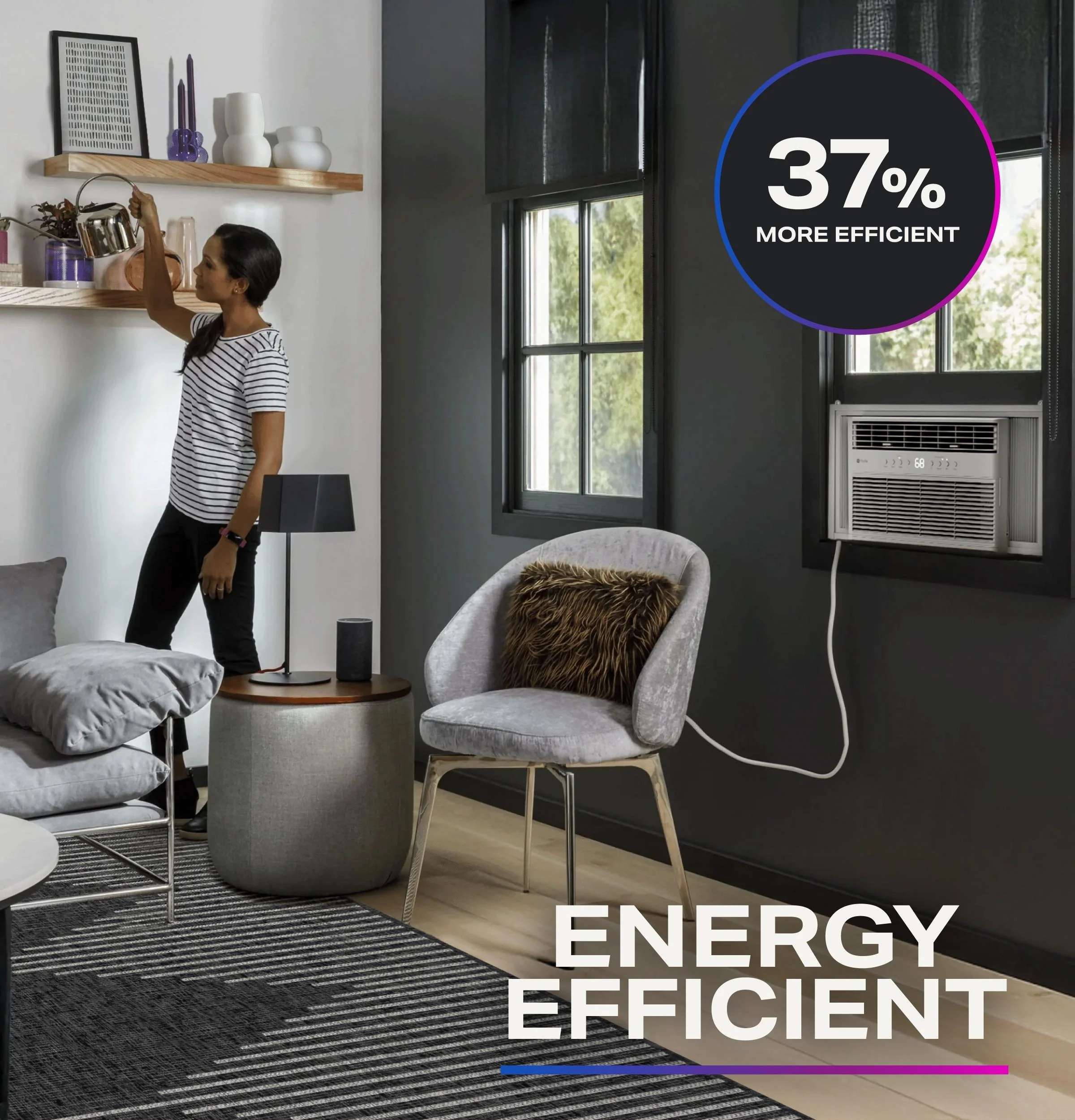 PWJV12WWF GE Profile™ 12,000 BTU Inverter Smart Ultra Quiet Window Air Conditioner for Medium Rooms up to 550 sq. ft. - Image 3