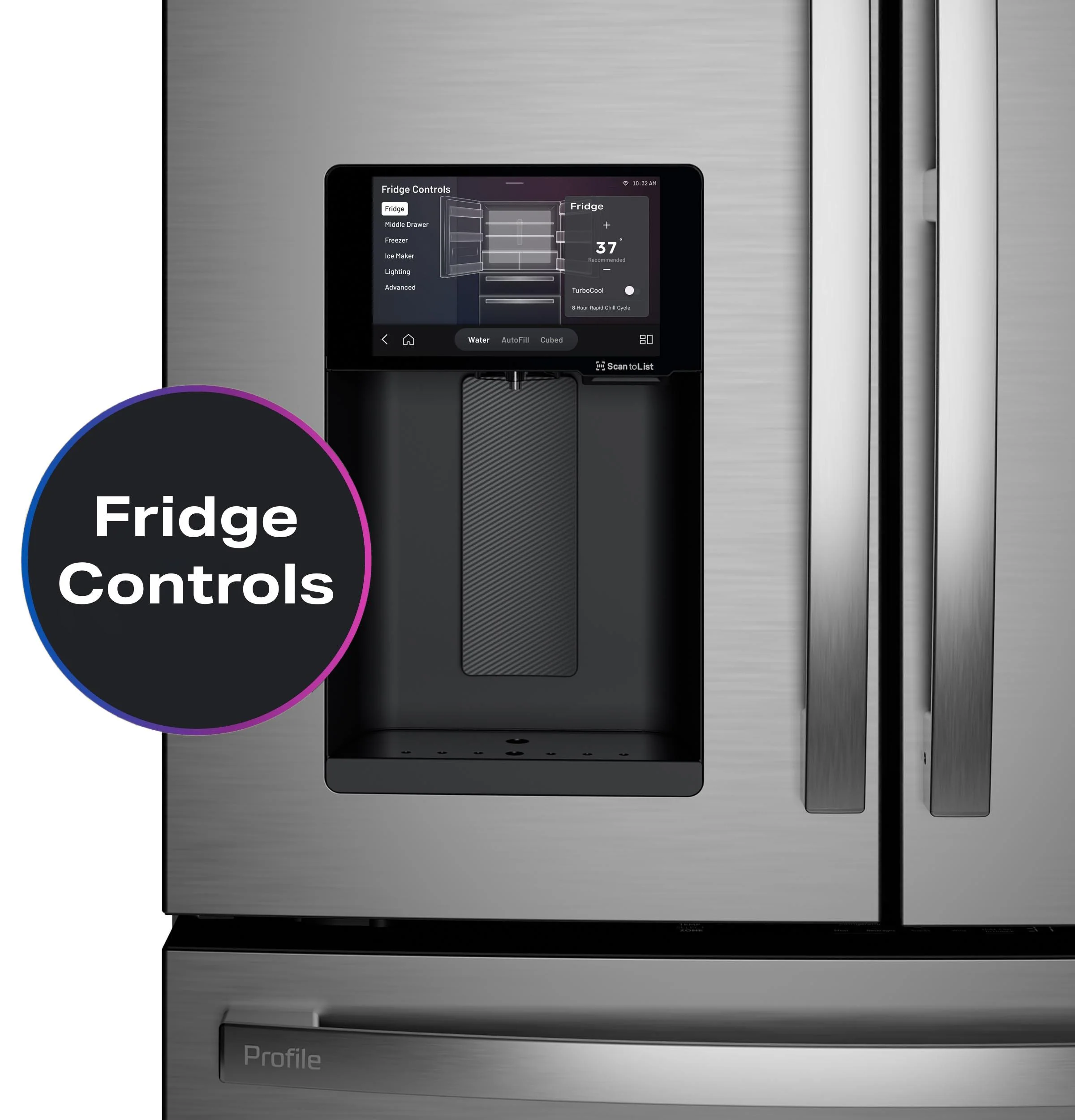 PXD22HYYFS GE Profile™ ENERGY STAR® 22.4 Cu. Ft. Smart Counter-Depth 4-Door French-Door Refrigerator with Kitchen Assistant™ - Image 30